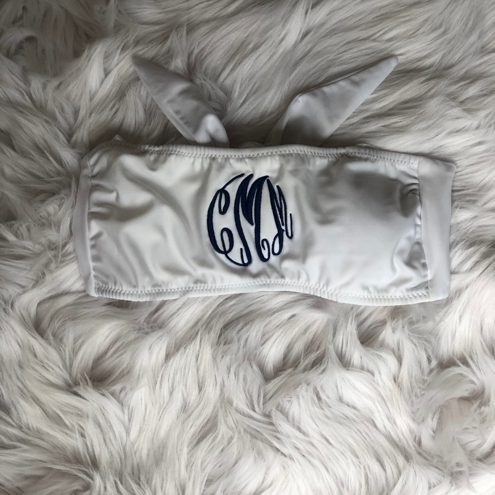 Monogrammed halter bikini top (CMM), size small.